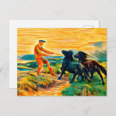 Twee Shetland pony's in een slecht landschap Briefkaart (Voorkant / Achterkant)