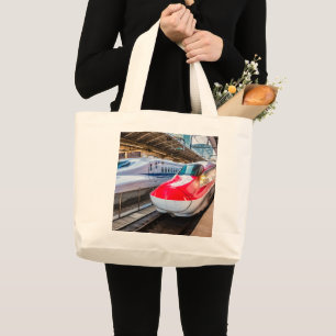 Twee Shinkansen op het Tokyo-station Grote Tote Bag