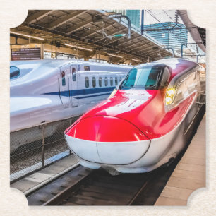 Twee Shinkansen op het Tokyo-station Kartonnen Onderzetters