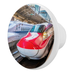 Twee Shinkansen op het Tokyo-station Keramische Knop