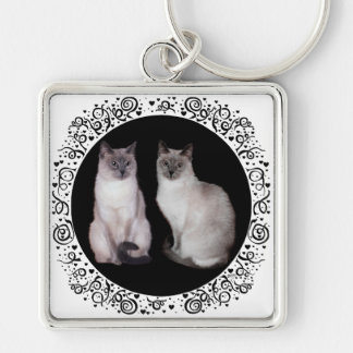 Twee Siamese katten Sleutelhanger