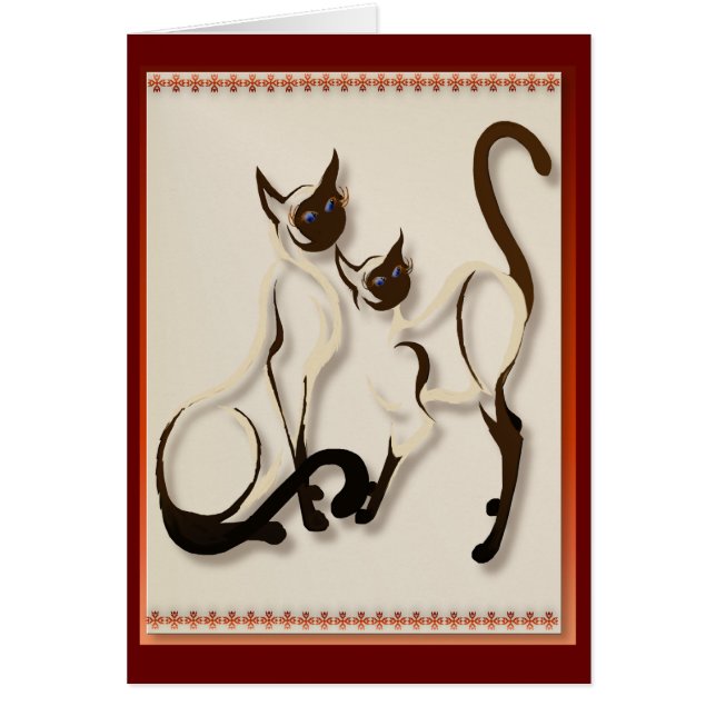 Twee Siamese kattenkaarten (Voorkant)