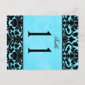 Twee Sided Blue en Black Damask Table Number Briefkaart (Achterkant)