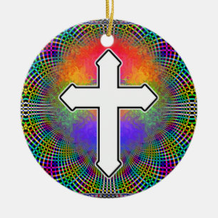 Twee Sided CROSS Keramisch Ornament
