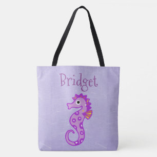 Twee sided Cute Seahorse Personated Beach Bag Tote Bag