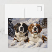 Twee Sint Bernards in de sneeuw Briefkaart (Voorkant / Achterkant)