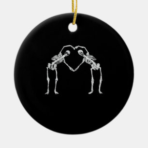 Twee Skeleton Hearts Handen Classic Keramisch Ornament