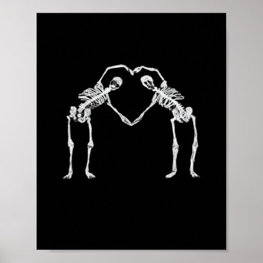 Twee Skeleton Hearts Handen Classic Poster (Voorkant)