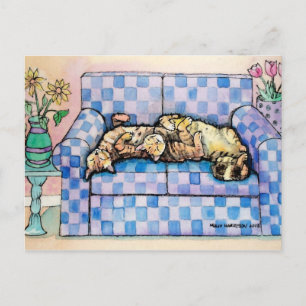 Twee slapende Tabby Cats Briefkaart
