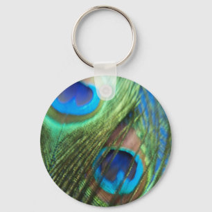 Twee Sleutelhangers van Blue Peacock Feathers