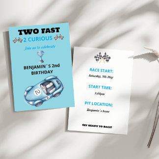 Twee Snel 2 Nieuwsgierig Race Auto 2e Verjaardagsu Kaart