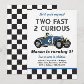 Twee snel 2 nieuwsgierige feest raceauto feest uit kaart (Voorkant / Achterkant)