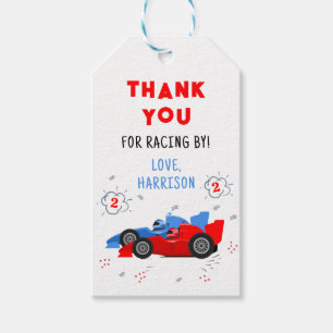 Twee Snel 2e Verjaardag Racende Auto's Dank Je Cadeaulabel