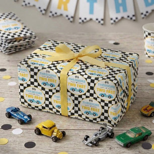 Twee Snel Race Auto 2de Verjaardagsfeestje Cadeaupapier