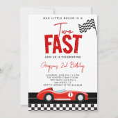 Twee Snel Race Auto Jongen 2e Verjaardagsfeestje Kaart (Voorkant)