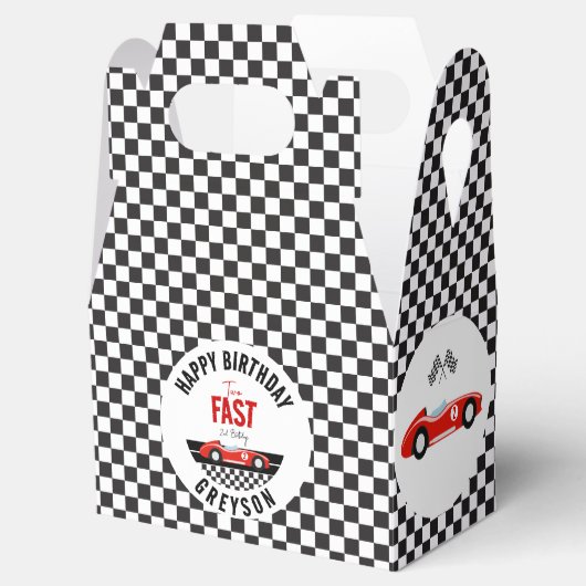 Twee Snel Race Car Boy 2e verjaardag Bedankdoosjes (Geopend)