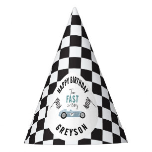 Twee Snel Race Car Boy 2e verjaardag Feesthoedjes