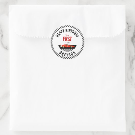 Twee Snel Race Car Boy 2e verjaardag Ronde Sticker (Tas)