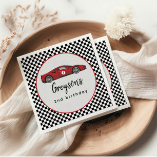 Twee Snel Race Car Boy 2e verjaardag Servet