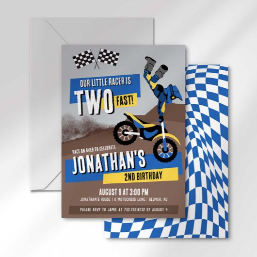 Twee Snel Verjaardagsuitnodiging voor Dirt Bike Kaart