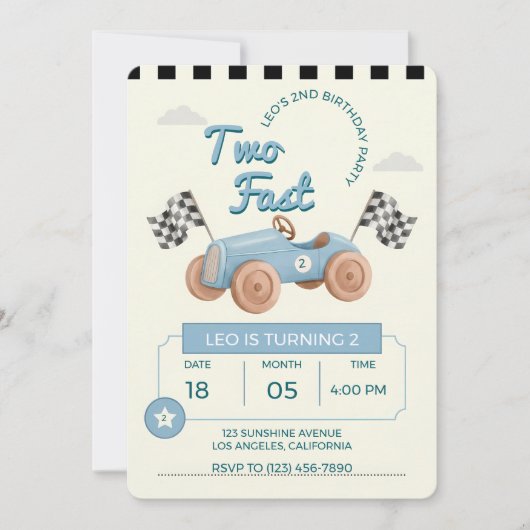 Twee Snelheidsraceauto Jongen 2e Verjaardag Kaart (Voorkant)
