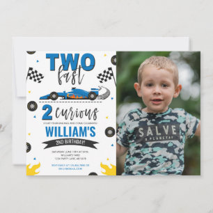Twee snelle 2 nieuwsgierige blauwe foto kaart