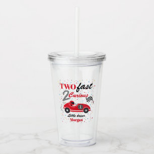 Twee snelle 2Curious rode sportwagen tweede verjaa Acryl Drinkbeker