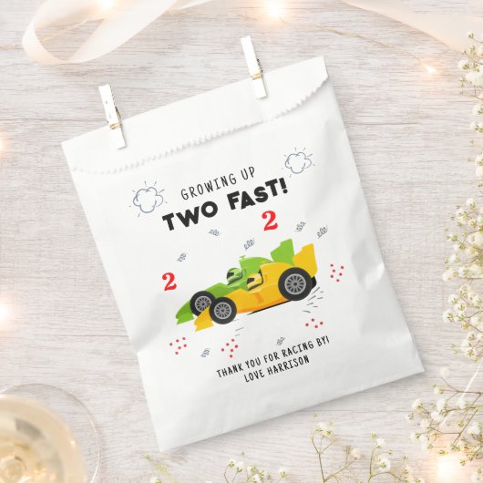 Twee snelle 2e verjaardag Kinder raceauto's naam Bedankzakje (Geknipt)