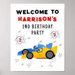 Twee snelle 2e verjaardag Kinder raceauto's naam Poster