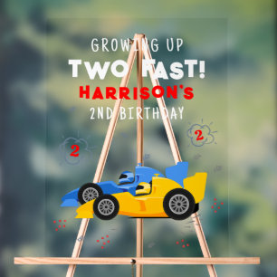 Twee snelle 2e verjaardag Kinder raceauto's welkom Acryl Bord