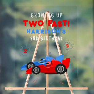 Twee snelle 2e verjaardag Kinder raceauto's welkom Acryl Bord