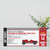 Twee snelle auto race ticket 2e verjaardag uitnodi kaart (Staand voorkant)