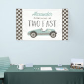 Twee snelle blauwe race auto 2e verjaardag banner (Beurs)