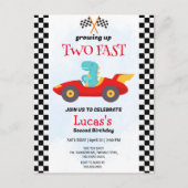 Twee snelle dinosaurus race auto 2e verjaardag par briefkaart (Voorkant)