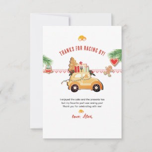 Twee snelle Kerst Gingerbread Auto 2e Verjaardag Bedankkaart