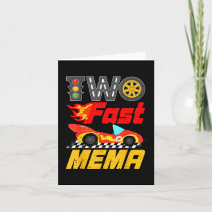 Twee snelle Mema Pit Crew Racing Car Family Verjaa Kaart