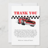 Twee snelle moderne rode raceauto jongen 2e verjaa bedankkaart (Voorkant)