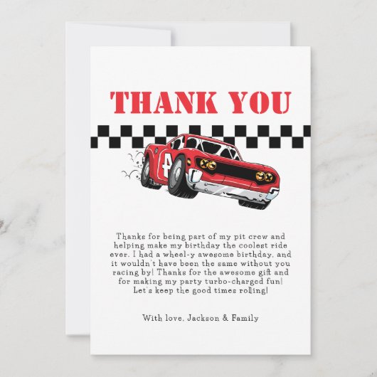 Twee snelle moderne rode raceauto jongen 2e verjaa bedankkaart (Voorkant)