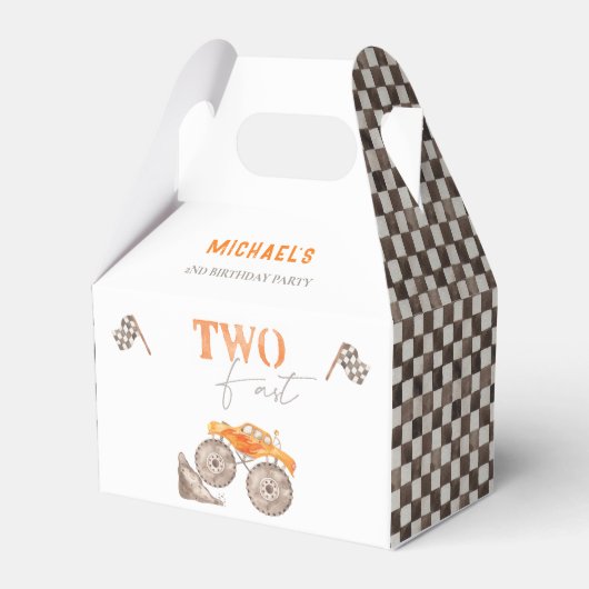 TWEE snelle Monster Truck Verjaardag Favor Box Bedankdoosjes (Voorkant Zijde)