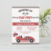 "Twee snelle" race auto 2e verjaardag Uitnodiging (Staand voorkant)