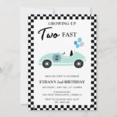 Twee snelle race auto jongens tweede 2e verjaardag kaart (Voorkant)