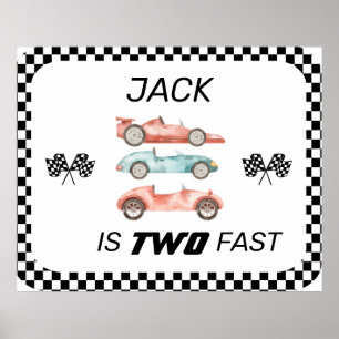 TWEE SNELLE, RACE CAR BIRTHDAY, VINTAGE CAR POSTER