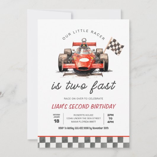 TWEE snelle raceauto 2e verjaardag Kaart (Voorkant)