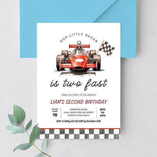 TWEE snelle raceauto 2e verjaardag Kaart
