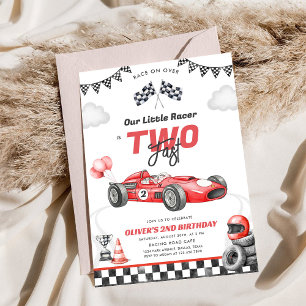 Twee snelle raceauto jongen 2de verjaardagsuitnodi kaart