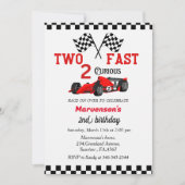 Twee snelle raceauto jongen 2e verjaardagsfeestje kaart (Voorkant)