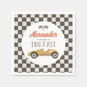 Twee snelle raceauto-verjaardag servet