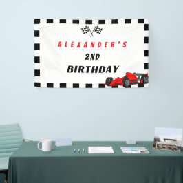 Twee snelle raceauto's 2e verjaardag Boy Banner