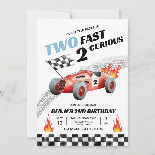 Twee snelle raceauto's 2e verjaardag racen kaart (Voorkant)