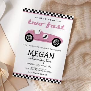 Twee snelle racewagens met 'Birthday' roze Kaart